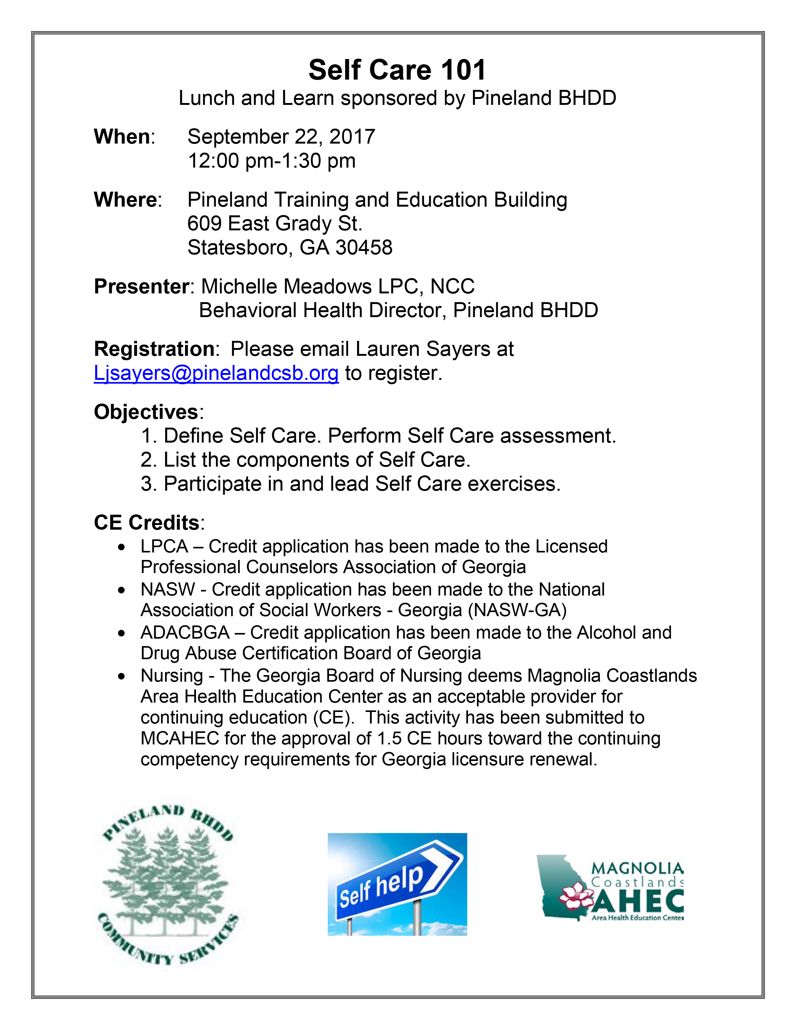 Self Care Lunch & Learn